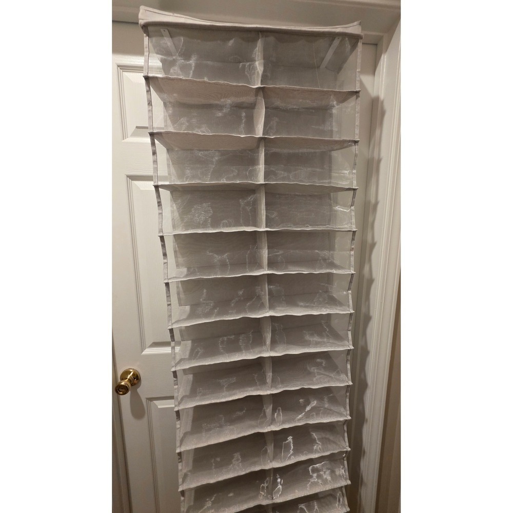 24 Pocket Over the Door Shoe Organizer Mesh Hanging Storage Closet Space Saver
